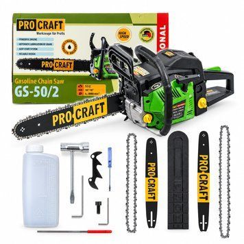 Бензопила Procraft GS50/2 3,8 к.с, 2 шини 40/45 см, 2 ланцюги GS50/2 фото