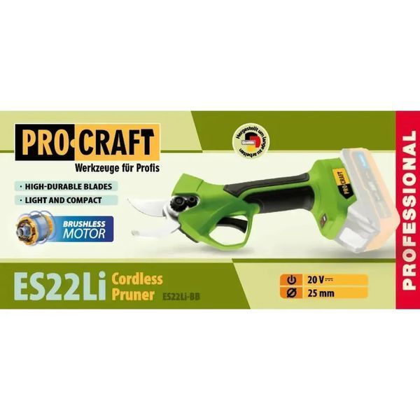 Акумуляторний садовий набір Procraft 2в1: міні пила PKA46 + секатор ES22Li (2 АКБ 20В 2Аг, кейс) PKA46_2akb_ES22Li_bez_akb фото
