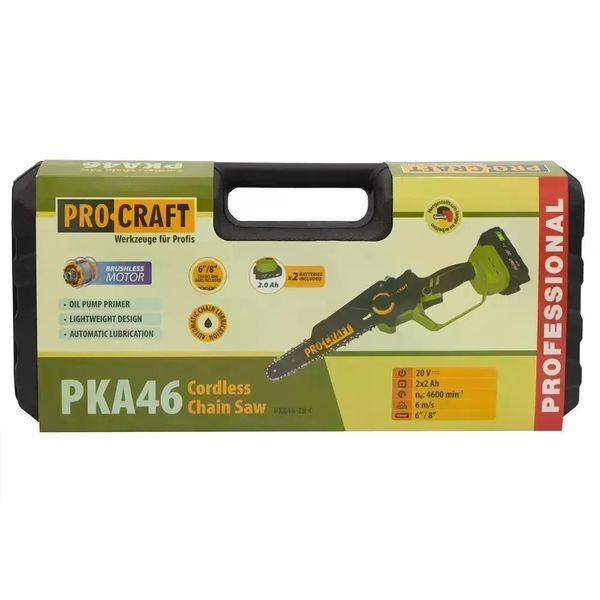 Акумуляторний садовий набір Procraft 2в1: міні пила PKA46 + секатор ES22Li (2 АКБ 20В 2Аг, кейс) PKA46_2akb_ES22Li_bez_akb фото