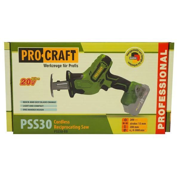 Акумуляторна шабельна пилка Procraft PSS30, 20В, без АКБ та ЗП PSS30_bb фото