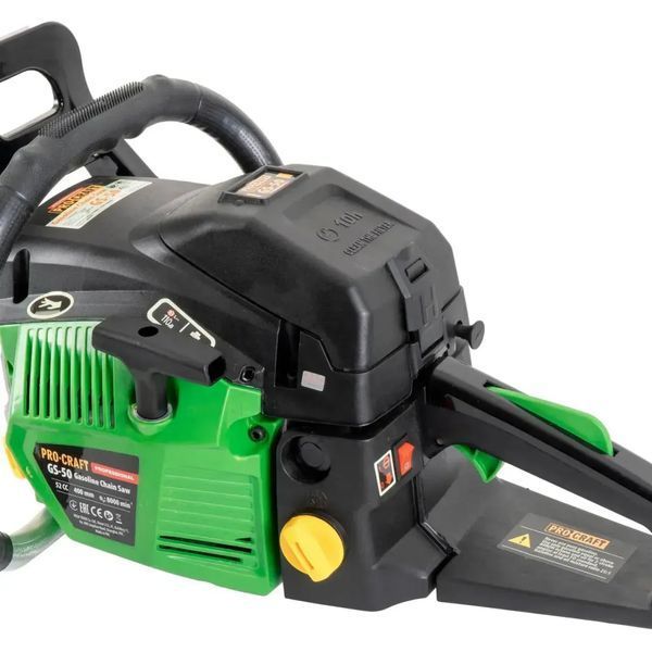 Бензопила Procraft GS-50 (2 шини 40/45 см, 2 ланцюги 3,8 к.с., 49,3 см&sup3;, легкий запуск) GS-50_oliva2Т_olivaС фото