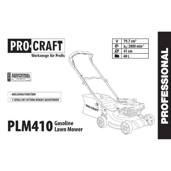 Бензиновая газонокосилка Procraft PLM410 (4-тактный двигатель 1600Вт, 79,7см&sup3;) PLM410  фото