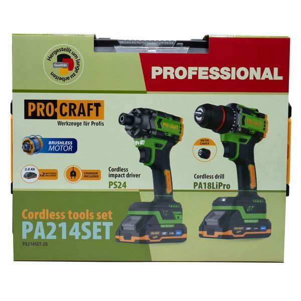 Набір 2в1 Procraft PA214SET (шуруповерт + гвинтоверт), 2 АКБ, зарядка, кейс PA-214_SET фото